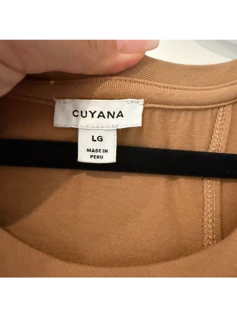 Cuyana Pima Cotton Blend Tan Brown Midi Tank Dress Size Large - Picture 5 of 6